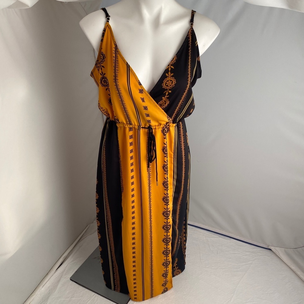 House of Harlow 1960 x Revolve Inca print black and gold maxi dress L